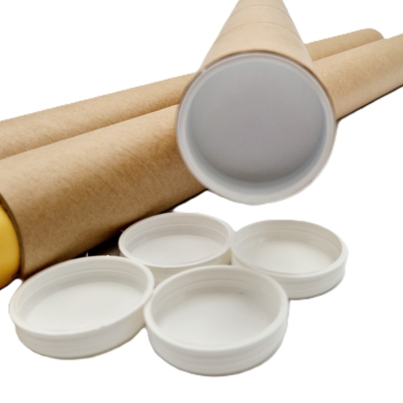 tube en carton pour affiches et poster au format 6x85 cm kraft marron avec bouchons plastiques