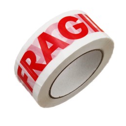 Rouleaux Adhésifs " Fragile" SILENCIEUX : 48 mm X 100 mètres blanc et rouge